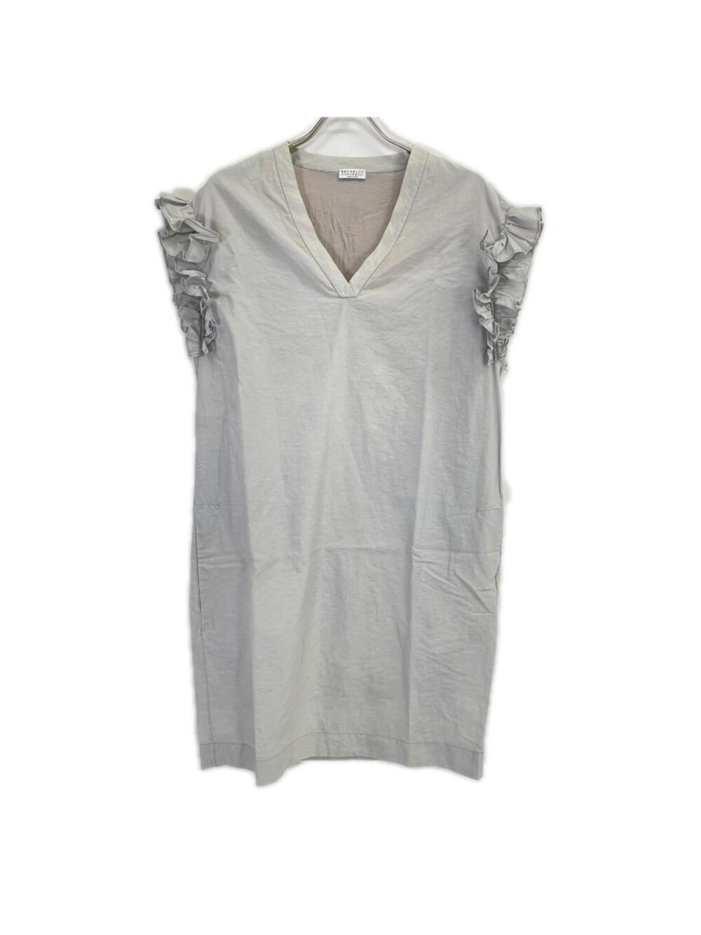 Brunello Cucinelli 18 Gray Monile Frill Three Dress